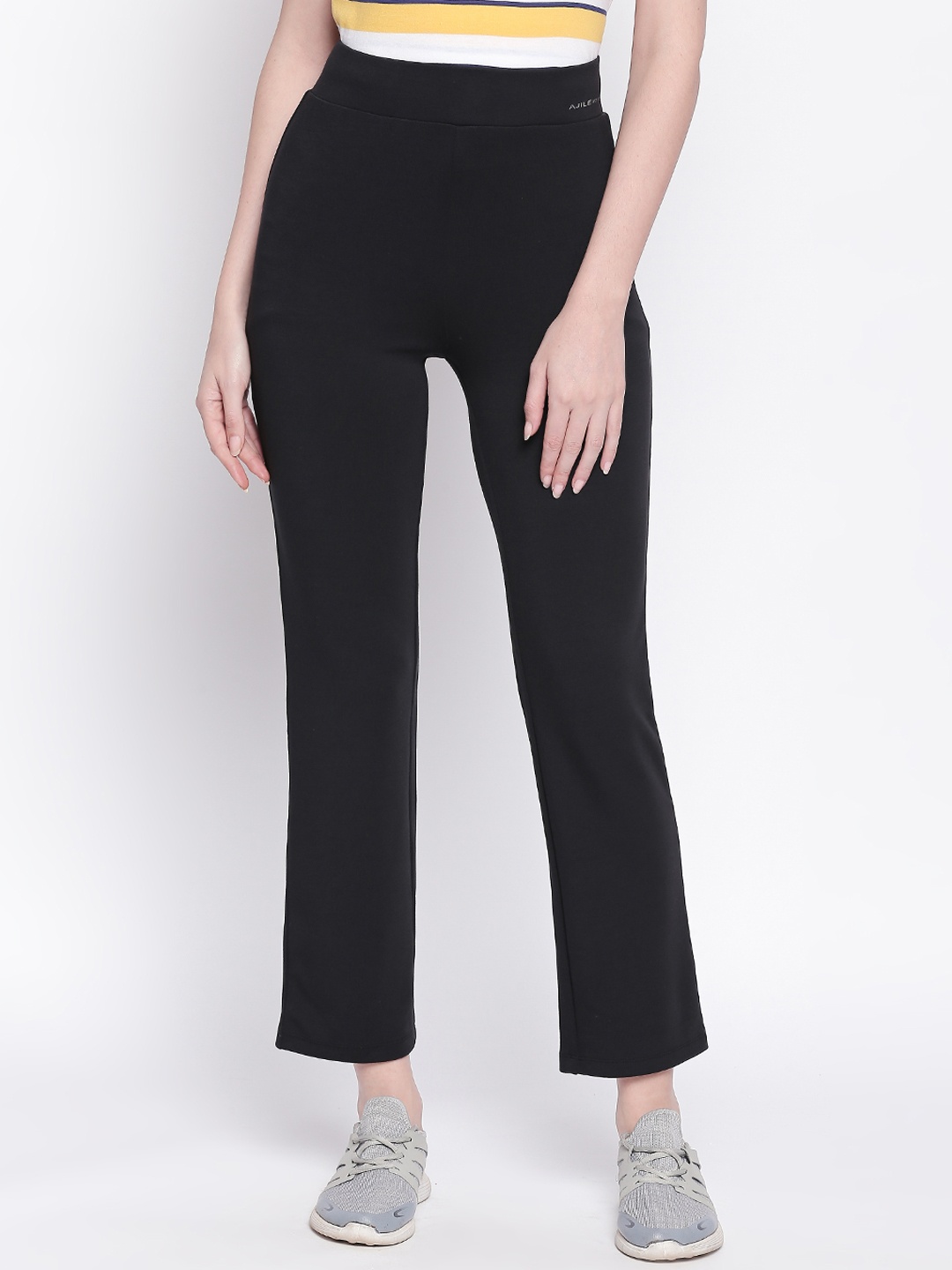 

Ajile by Pantaloons Women Black Solid High-Rise Track Pants