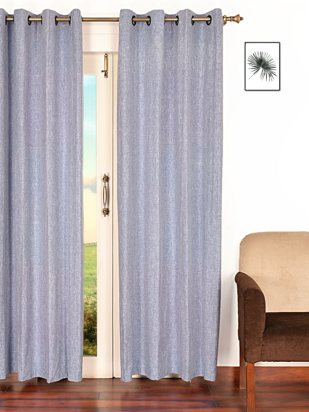 

Ariana Blue Single Room Darkening Long Door Curtain