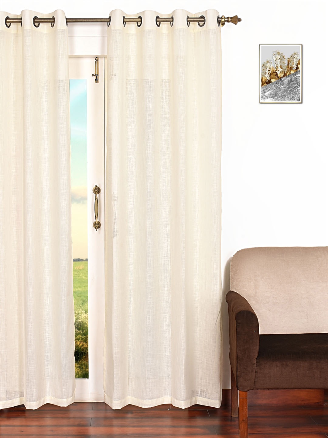 

Ariana Cream-Coloured Solid Single Sheer Door Curtain