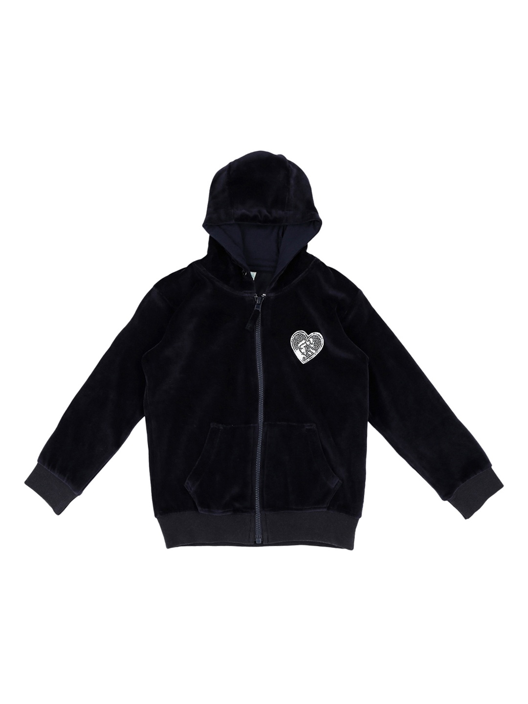 

Pantaloons Junior Girls Navy Blue Solid Hooded Sweatshirt