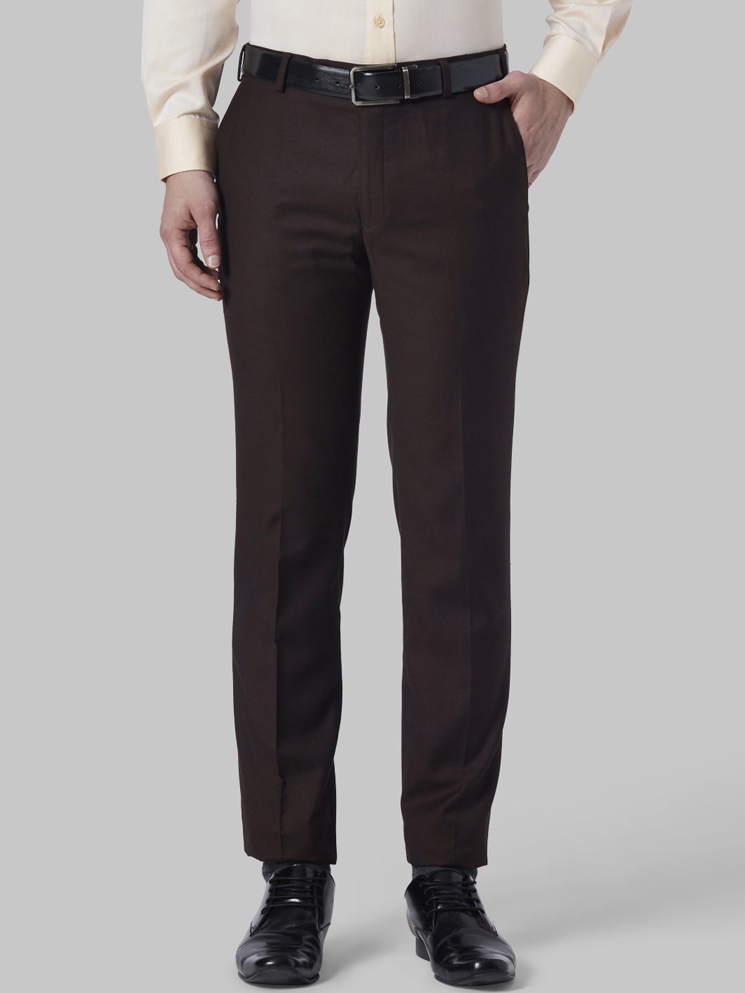 

Park Avenue Men Coffee Brown Slim Fit Solid Formal Trousers