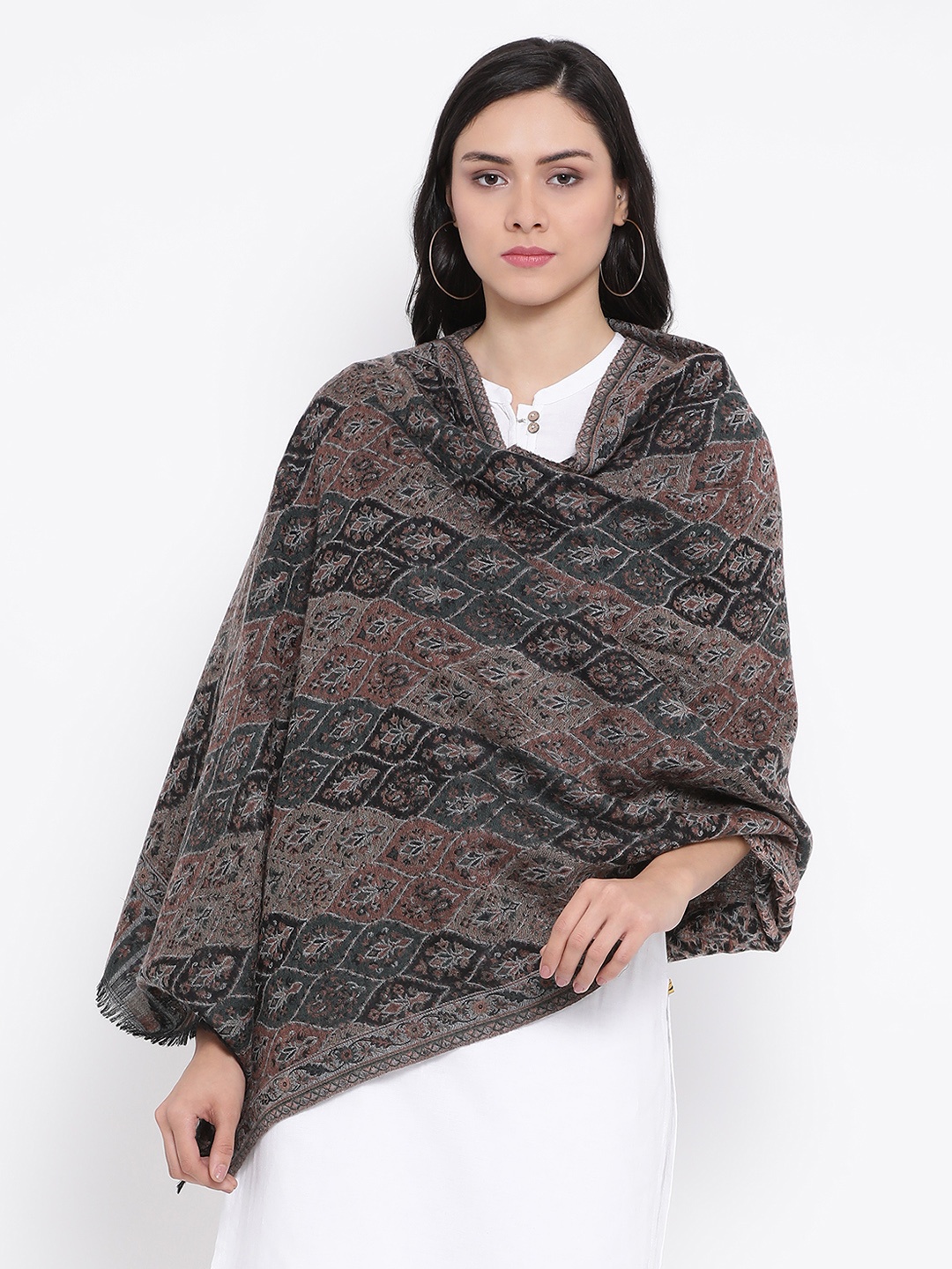SHINGORA Women Black Woven Design Stole