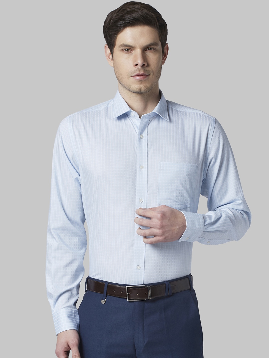 

Park Avenue Men Blue Regular Fit Checked Formal Shirt