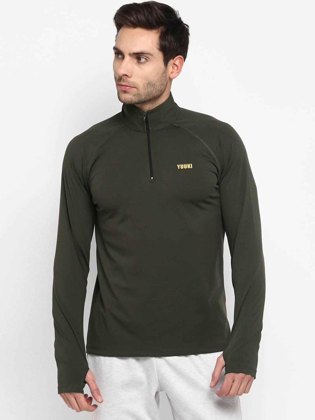 

Yuuki Men Olive Green Solid Sporty Jacket