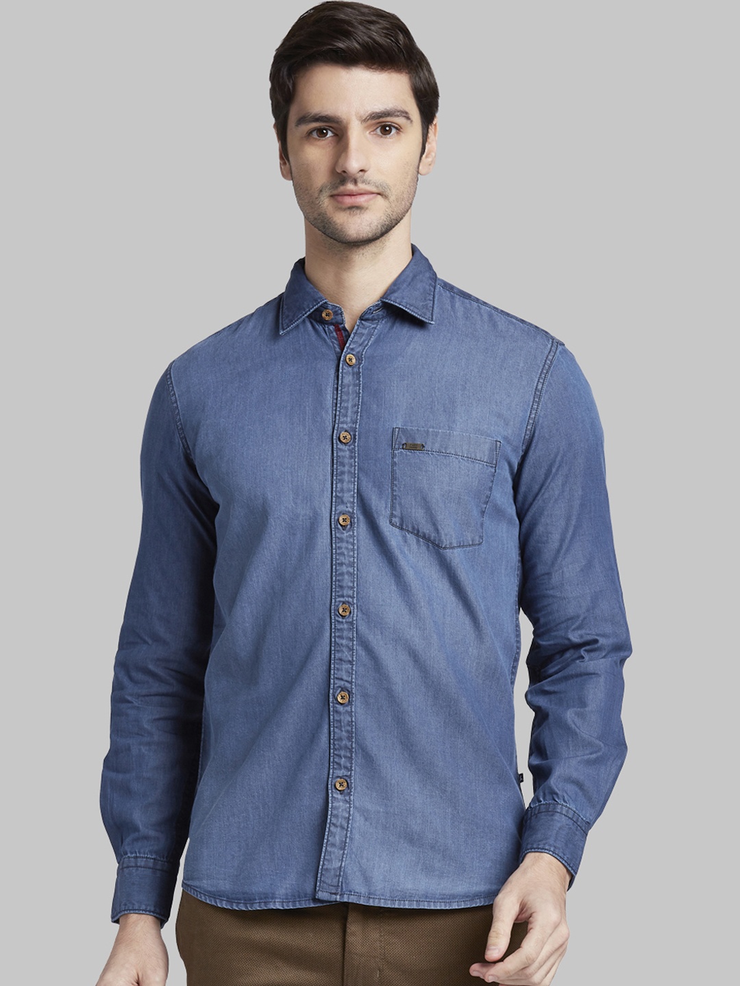 

Parx Men Blue Slim Fit Faded Casual Denim Shirt