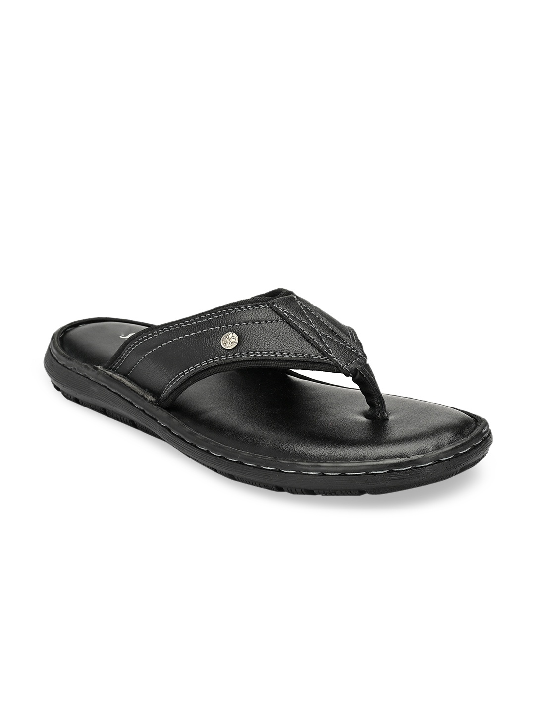 

SHENCES Men Black Solid Sandals