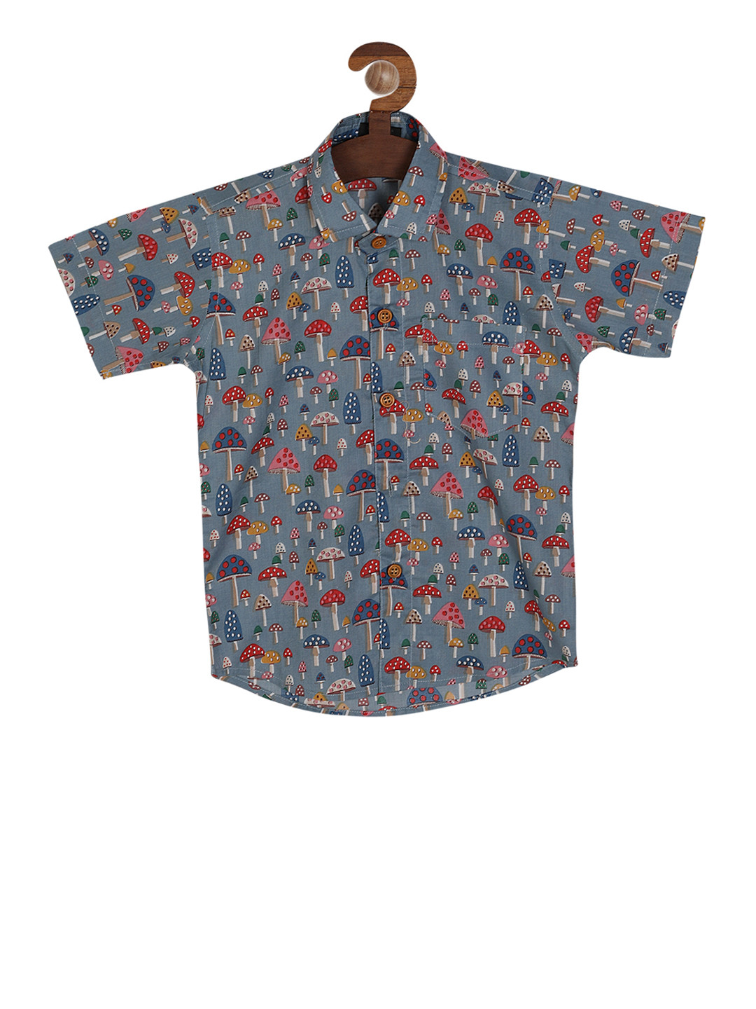 

RIKIDOOS Boys Blue & Grey Regular Fit Printed Casual Shirt