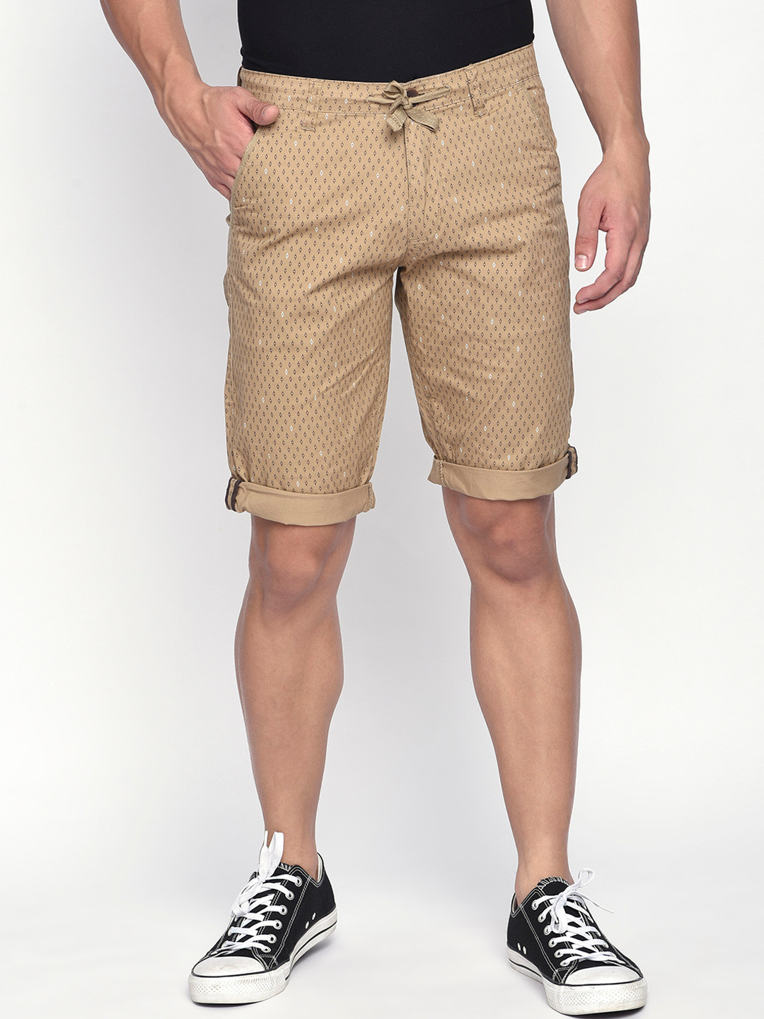 

beevee Men Khaki Printed Regular Shorts