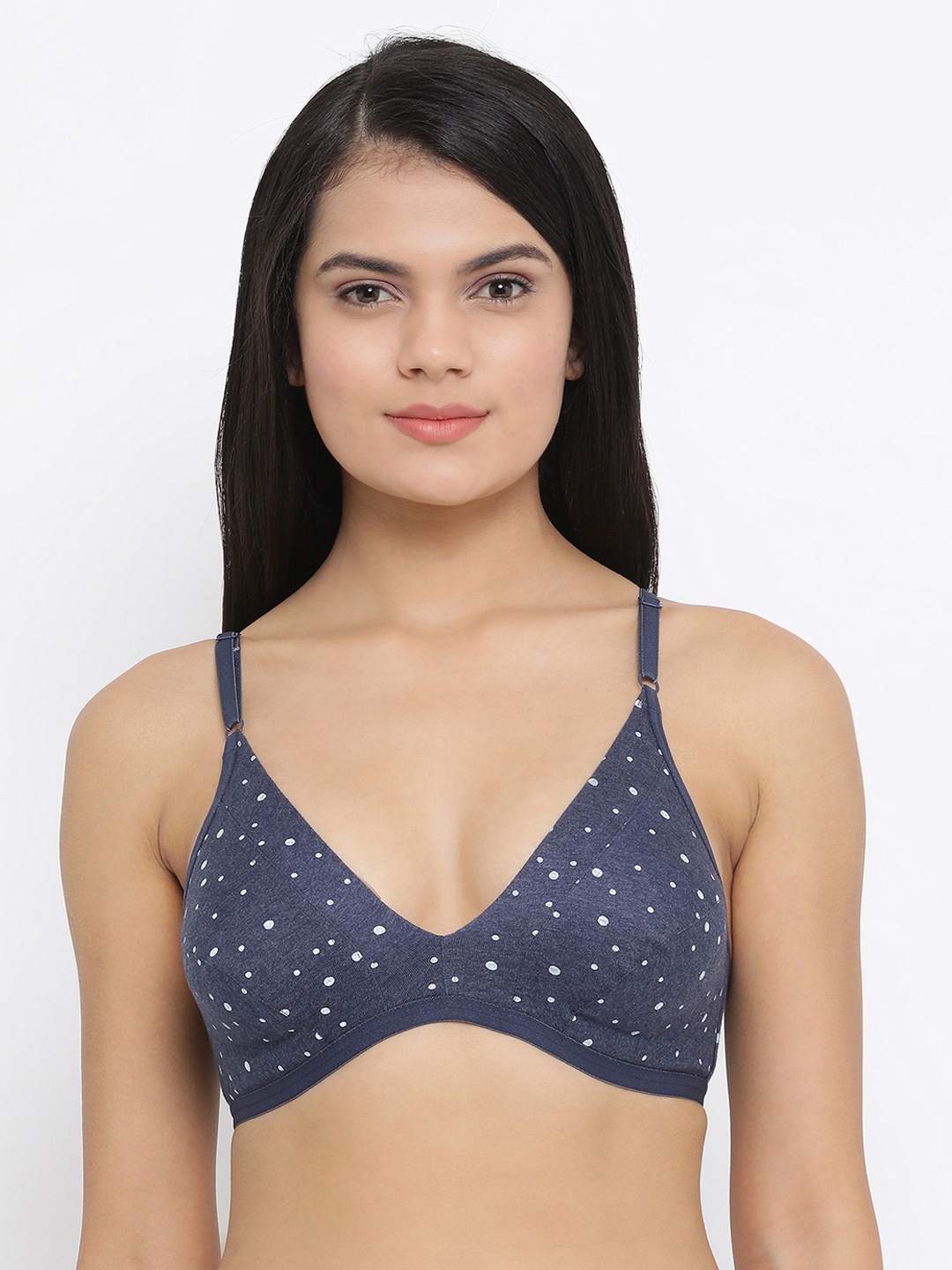 

Clovia Navy Blue & White Printed Non-Wired Non Padded Everyday Bra BR1595O0832B