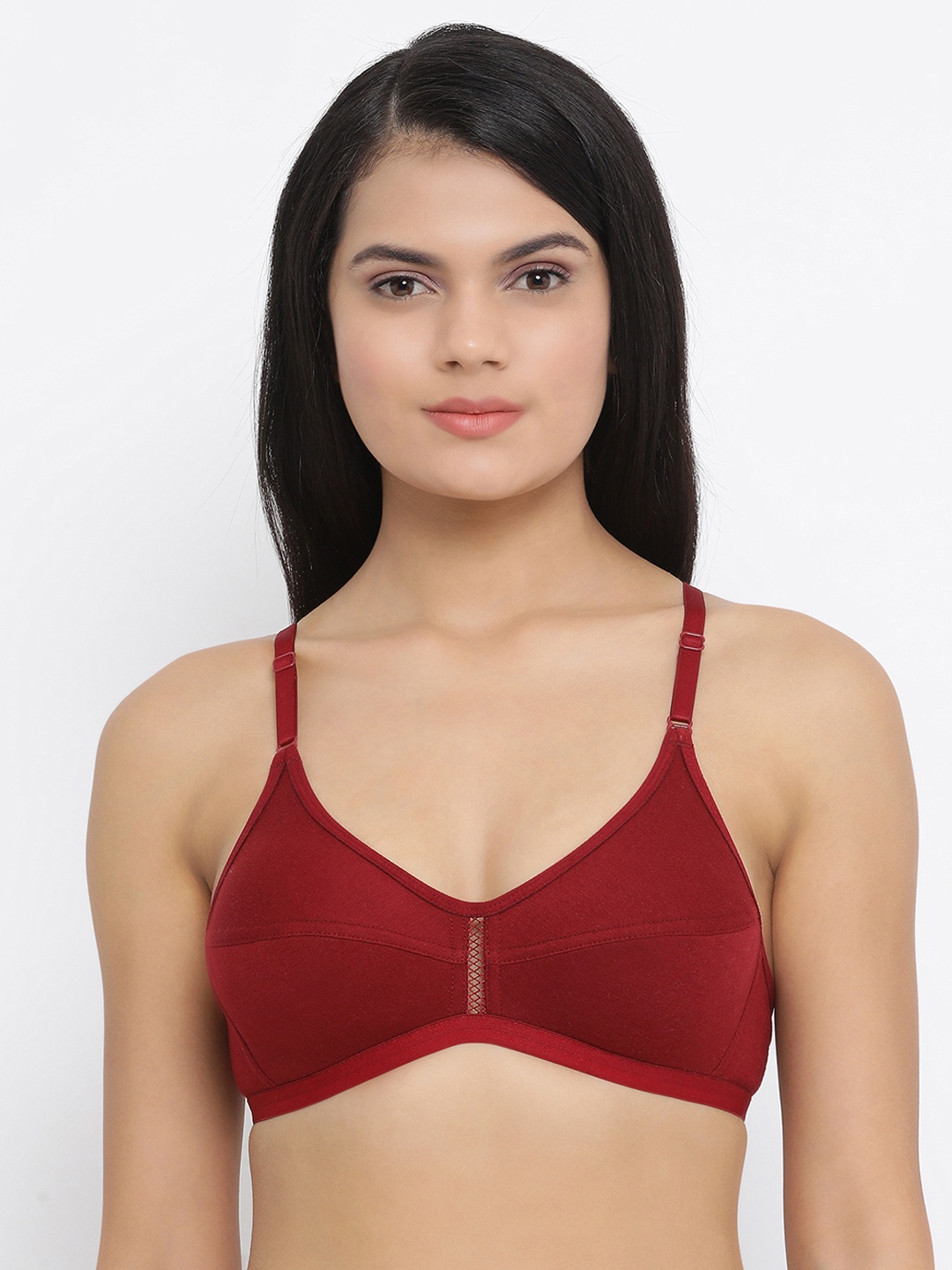 

Clovia Maroon Solid Cotton Non-Padded Full Cup Bra BR2010P0932B