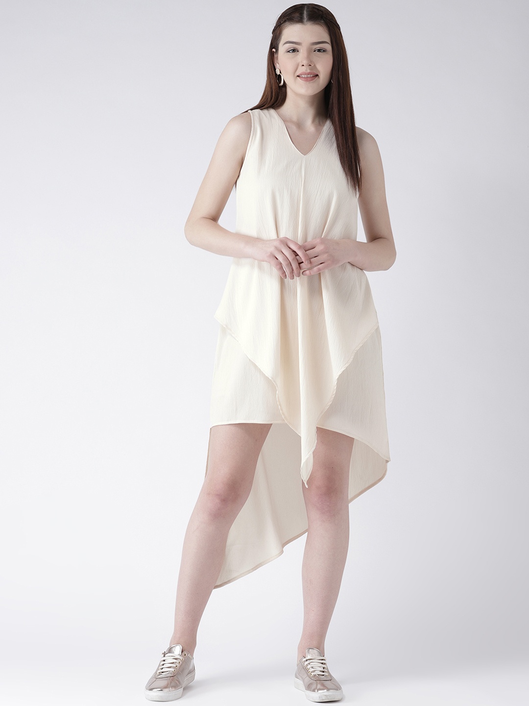 

DODO & MOA Women Cream-Coloured Solid A-Line Dress