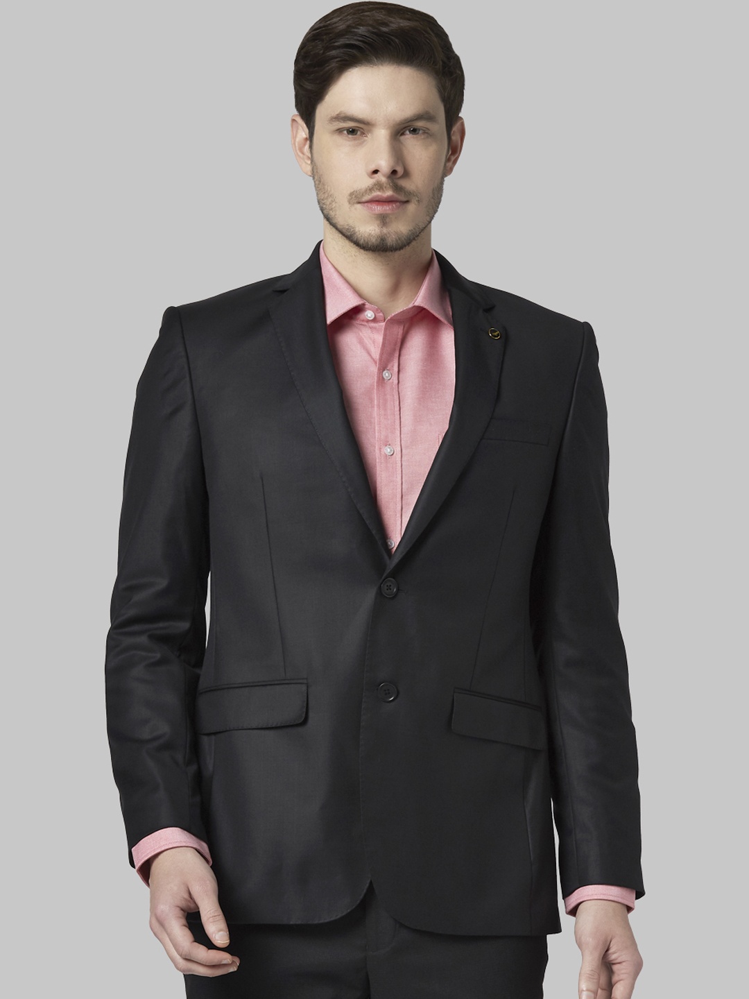 

Park Avenue Men Black Solid Single-Breasted Formal Blazer
