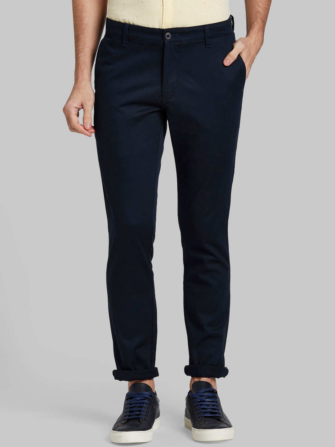 

Parx Men Blue Slim Fit Solid Regular Trousers