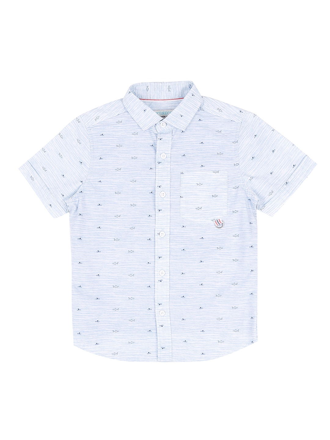 

Pantaloons Junior Boys White Regular Fit Printed Casual Shirt
