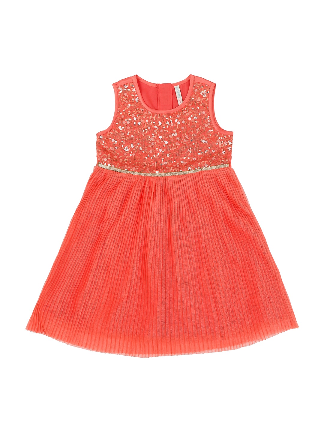 

Pantaloons Junior Girls Peach-Coloured Embellished Fit and Flare Dress, Pink
