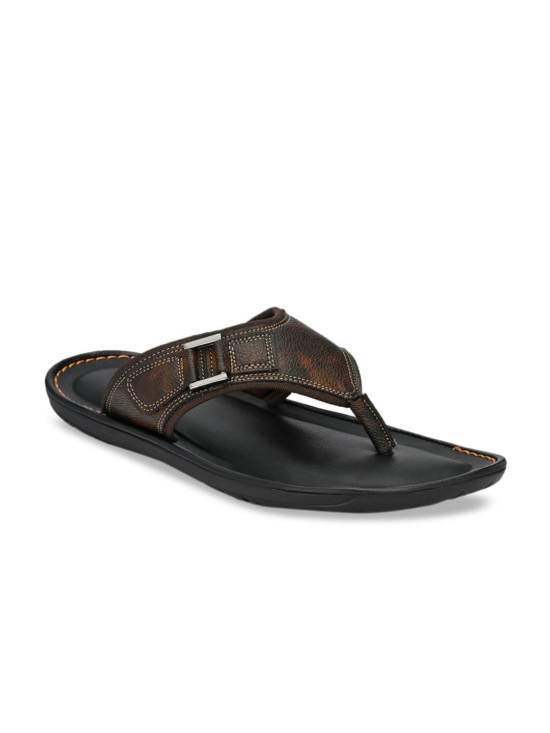 

SHENCES Men Coffee Brown Solid Sandals
