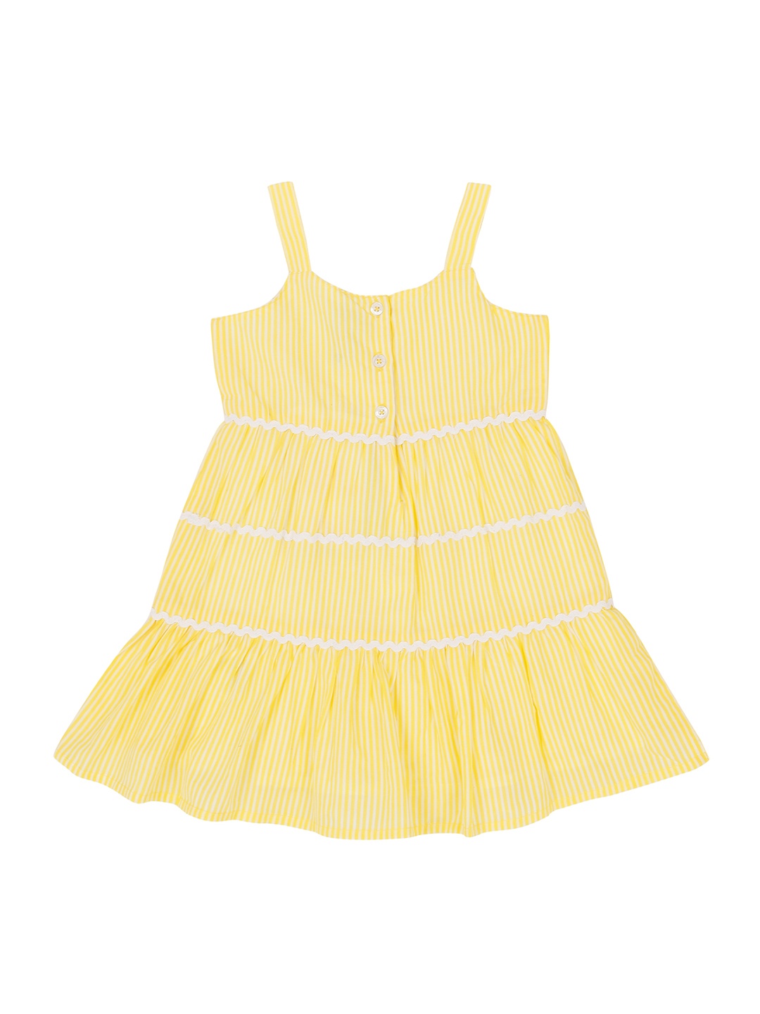 

Pantaloons Baby Girls Yellow Striped Fit and Flare Dress