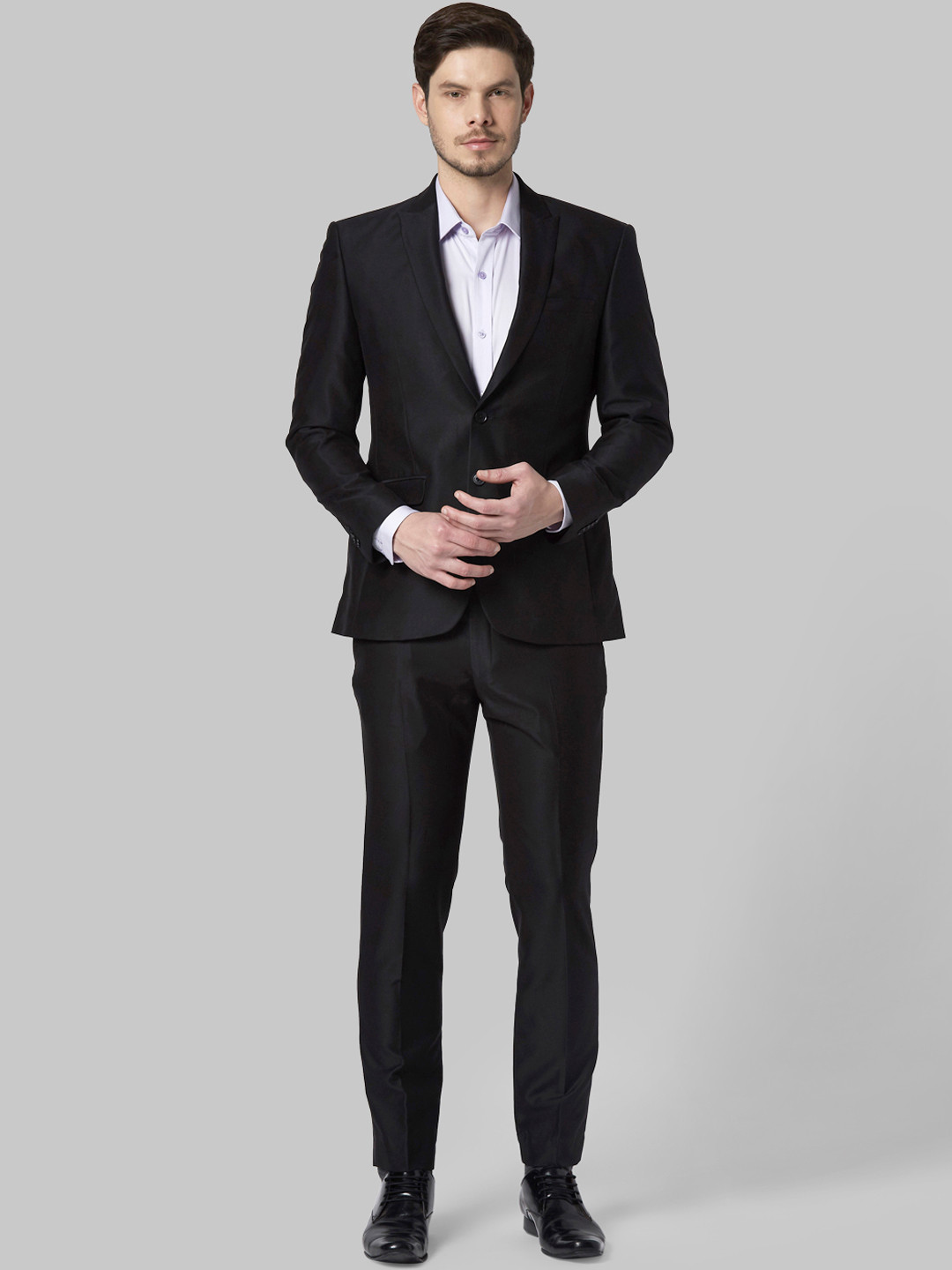 

Park Avenue Men Black Solid Super Slim-Fit Single-Breasted Formal Suit