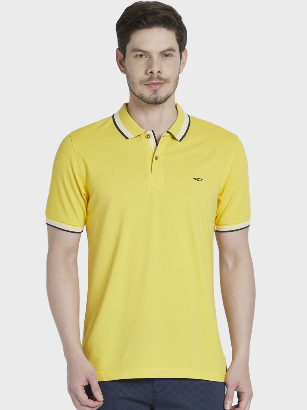 

ColorPlus Men Yellow Solid Polo Collar T-shirt
