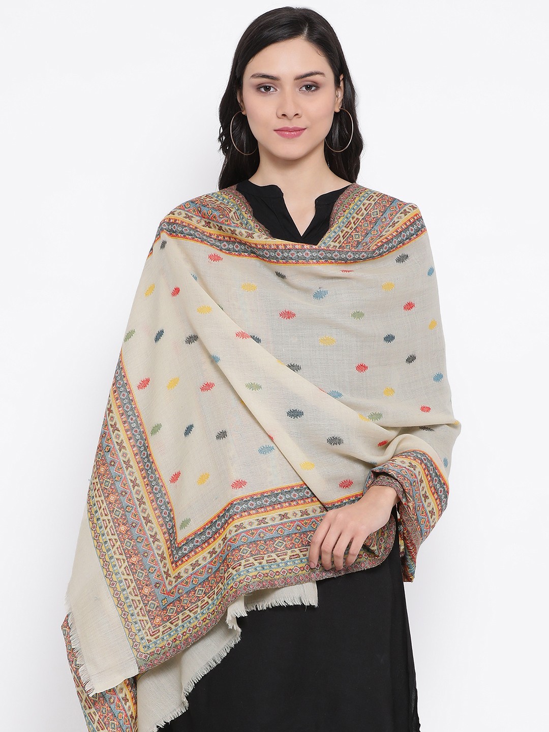 

SHINGORA Women Beige Woven Design Stole
