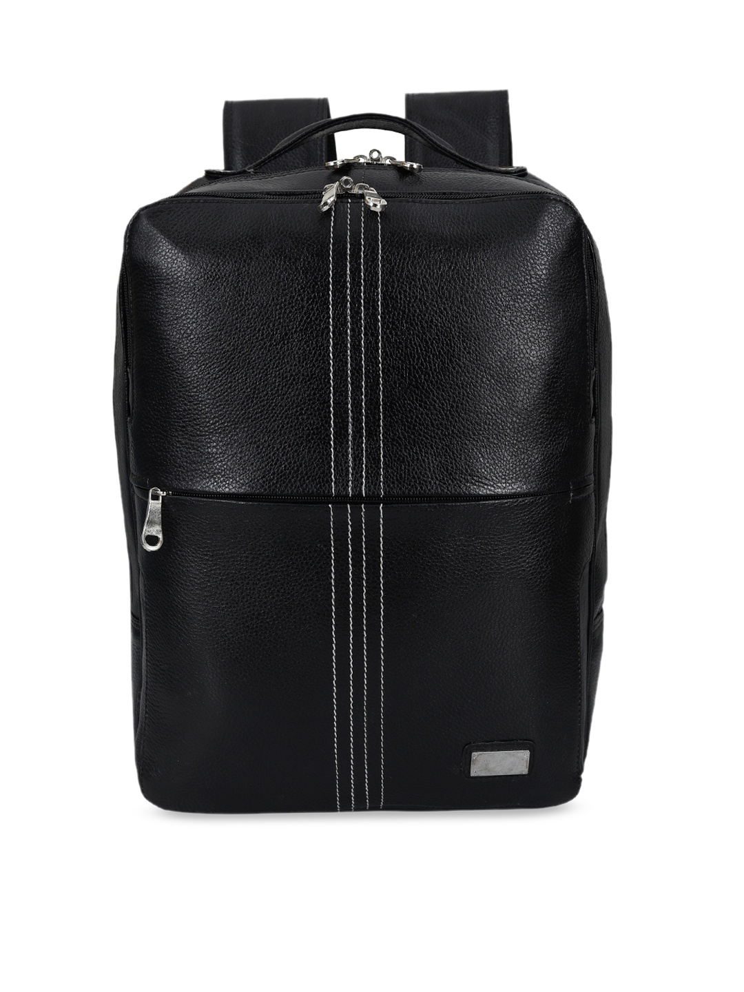 

Leather World Unisex Black Solid Genuine Leather Backpack