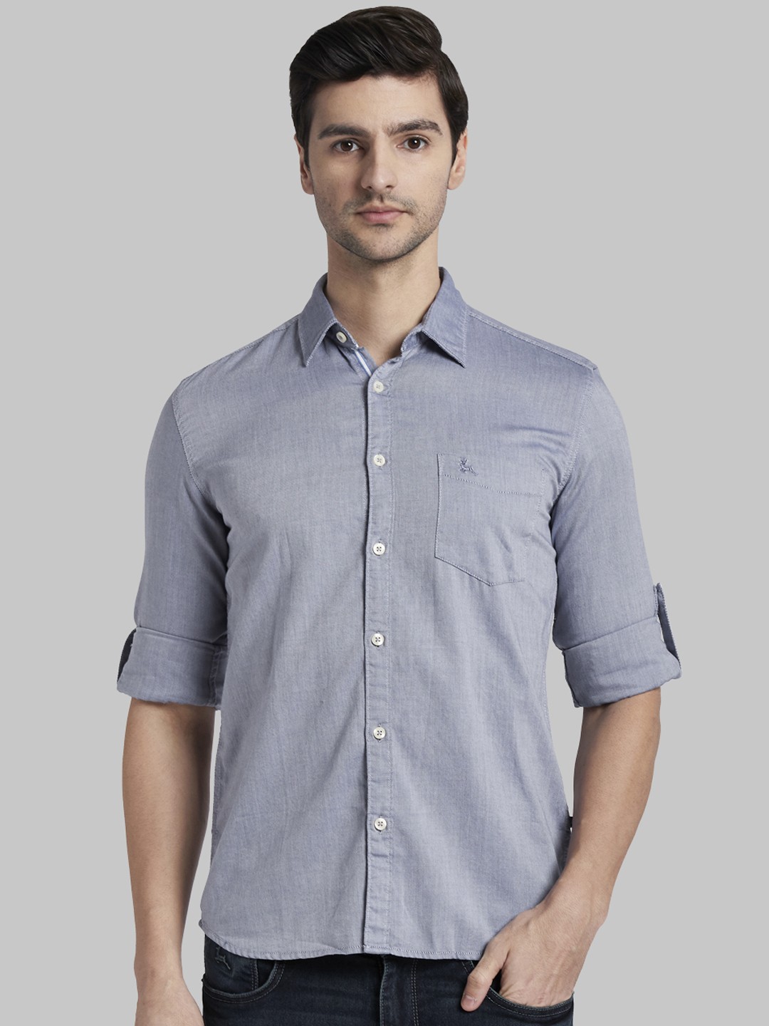 

Parx Men Grey Slim Fit Solid Casual Shirt
