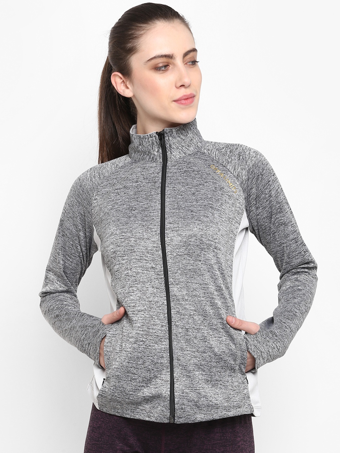 

OFF LIMITS Women Grey Melange Solid Sporty Jacket