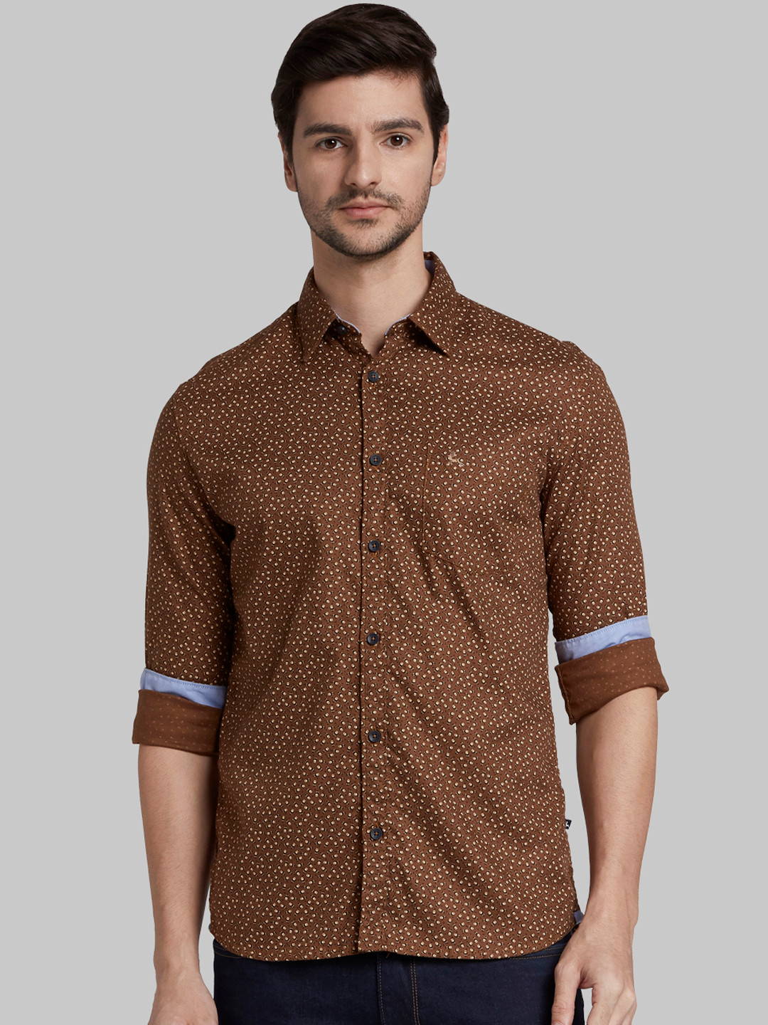 

Parx Men Brown & Beige Slim Fit Printed Formal Shirt