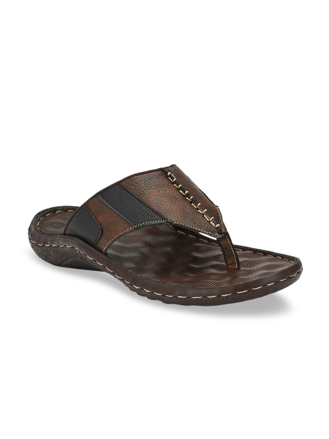 

SHENCES Men Brown & Black Colourblocked Sandals