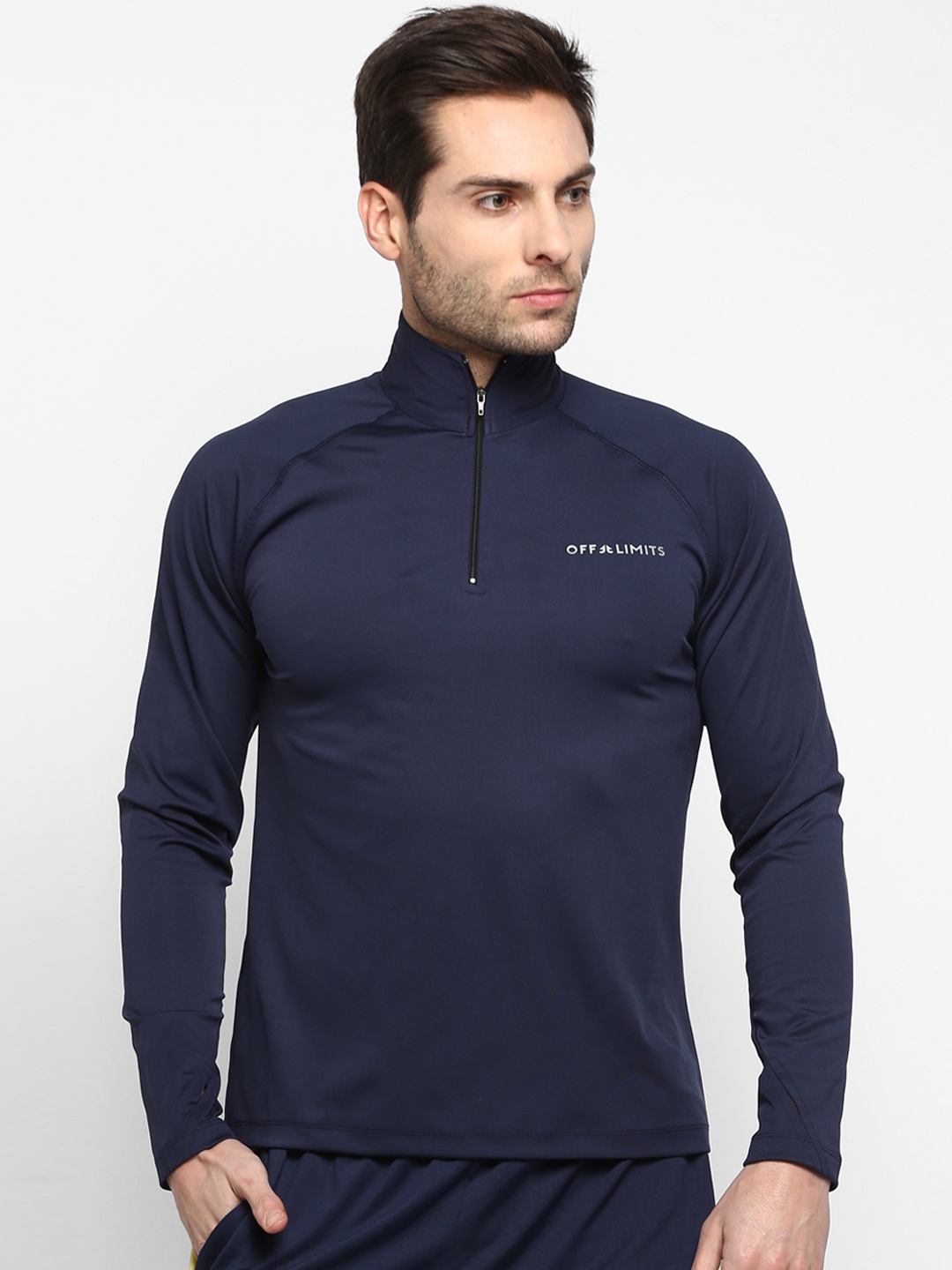 

OFF LIMITS Men Navy Blue Solid Sporty Jacket