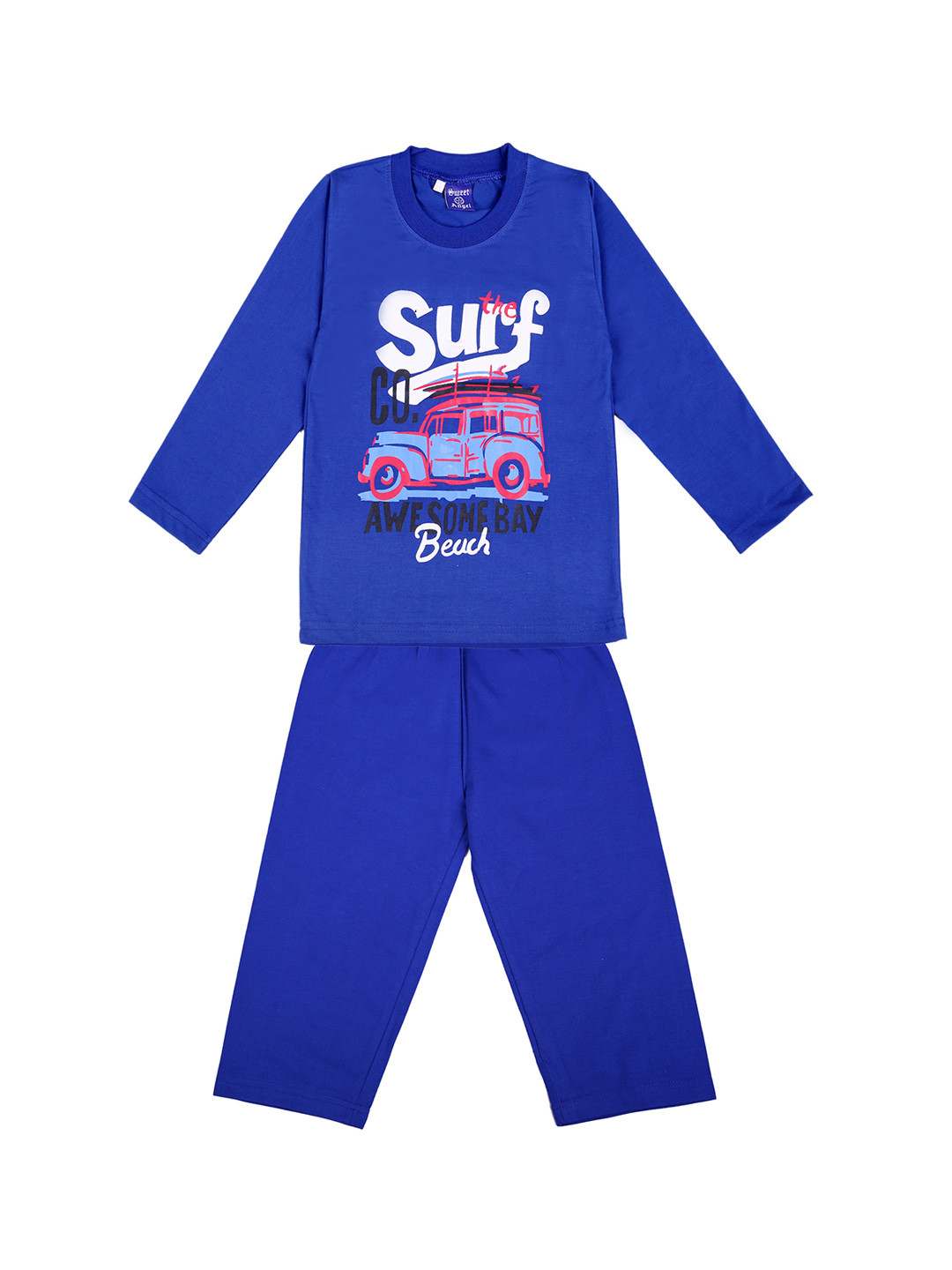 

SWEET ANGEL Girls Blue & White Printed Night Suit