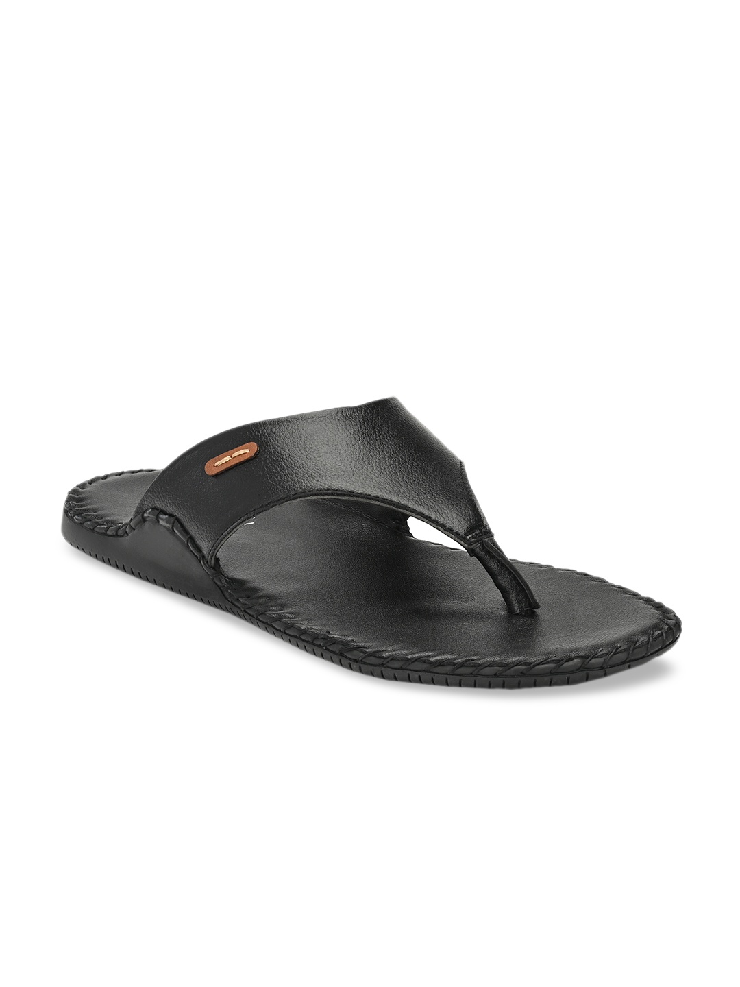 

SHENCES Men Black Solid Sandals