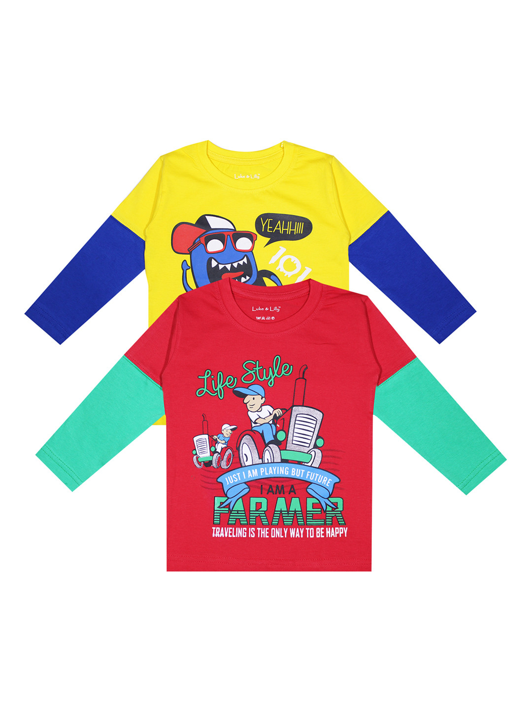 

Luke & Lilly Boys Set Of 2 Printed Round Neck T-shirt, Red