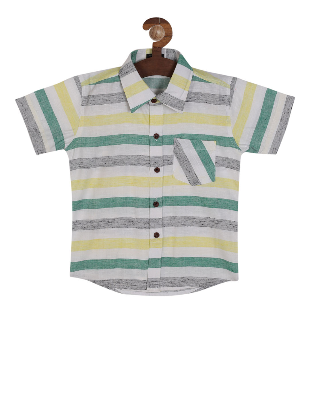 

RIKIDOOS Boys Multicoloured Regular Fit Striped Casual Shirt, Multi