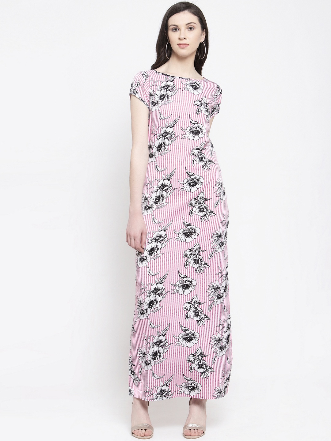

Karmic Vision Women Pink Printed Maxi Dress