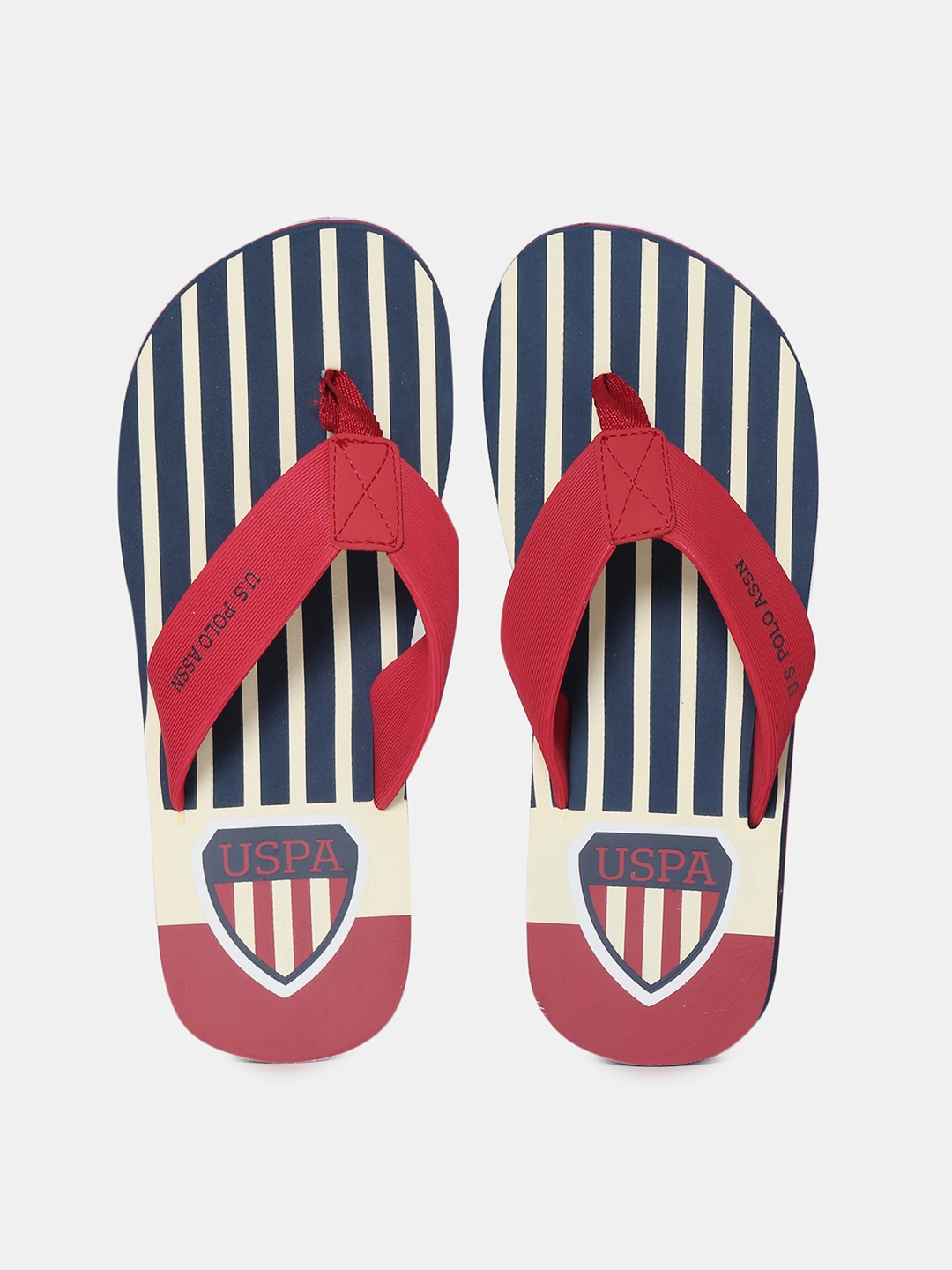 

U.S. Polo Assn. Men Red & Black Striped Slip-On Flip Flops