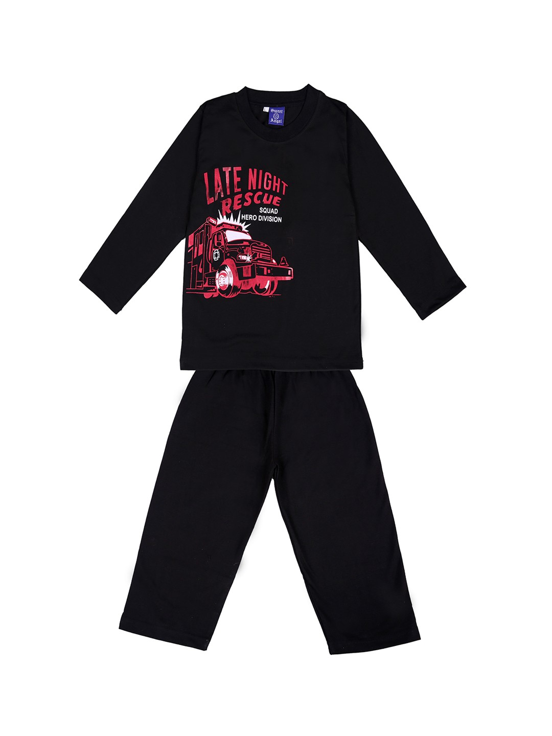 

SWEET ANGEL Boys Black & Red Printed Night suit