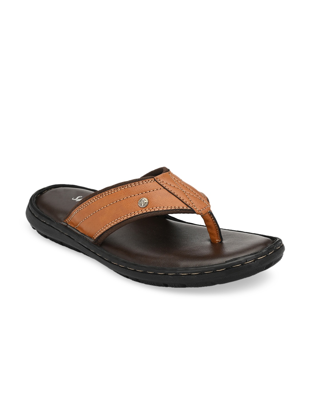

SHENCES Men Tan Solid Sandals