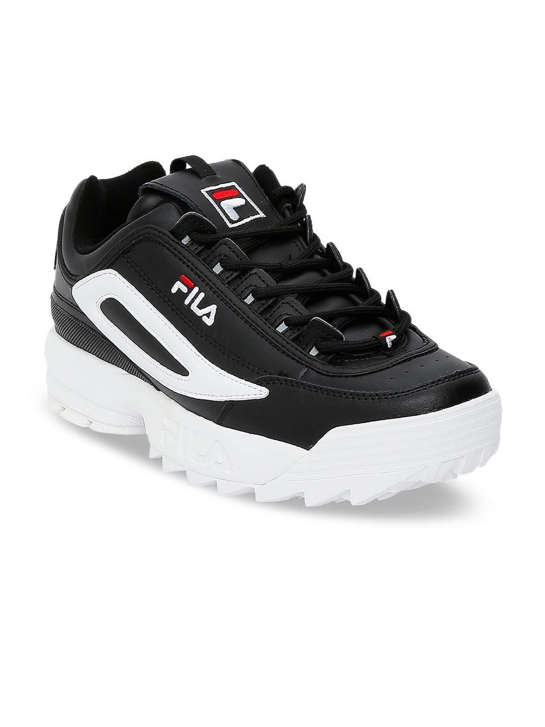 

FILA Men Black & White Colourblocked Leather Sneakers