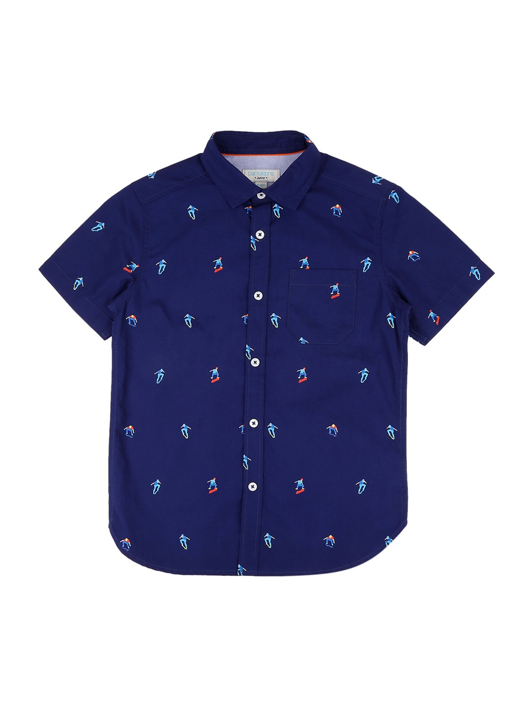 

Pantaloons Junior Boys Navy Blue Regular Fit Printed Casual Shirt