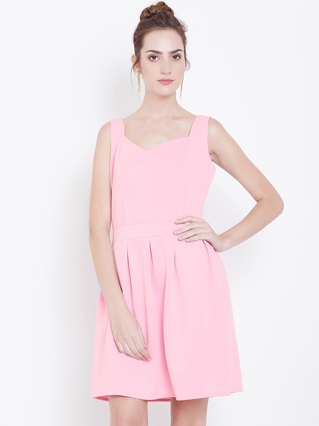 

DODO & MOA Women Pink Solid Fit and Flare Dress