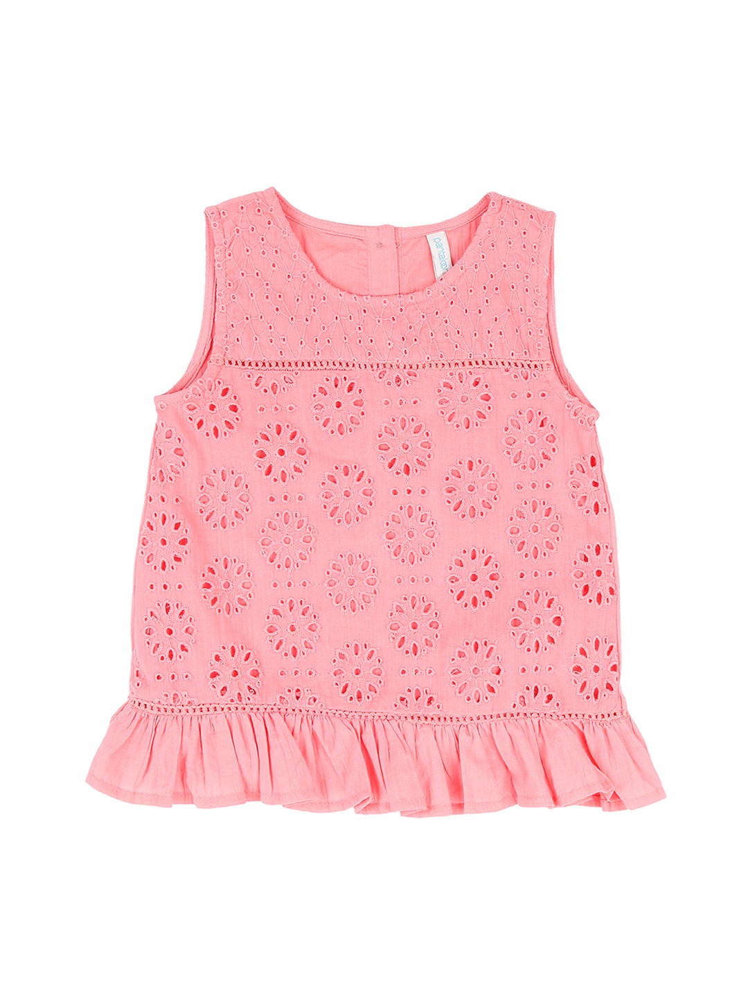 

Pantaloons Baby Girls Pink Self Design Pure Cotton Top