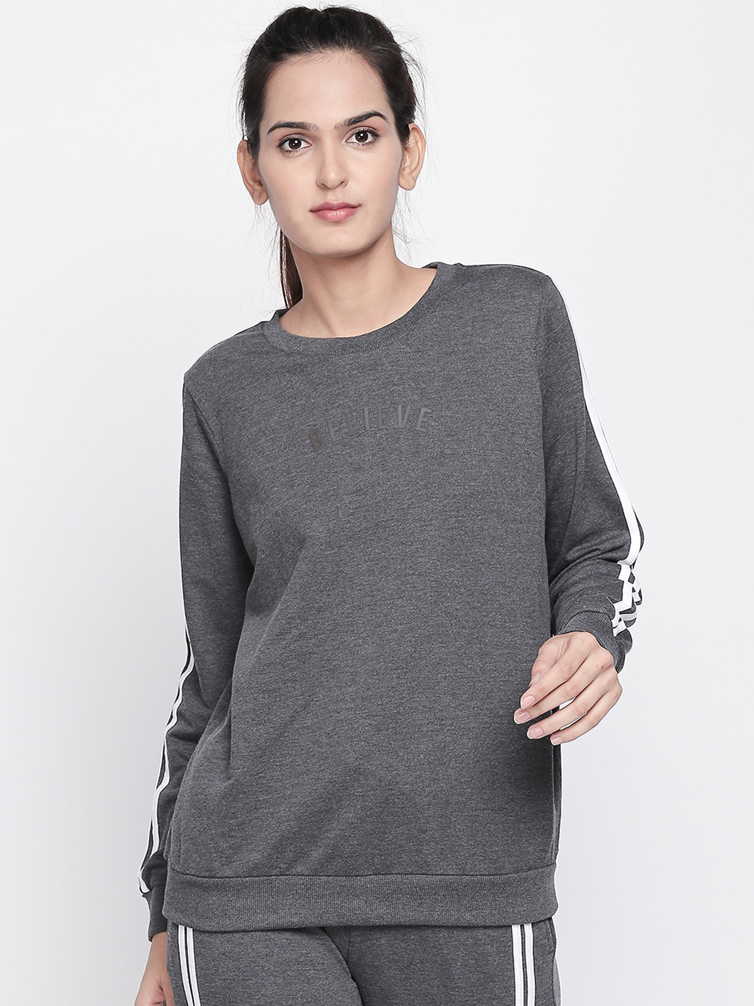 

Ajile by Pantaloons Women Grey Solid Sweatshirt