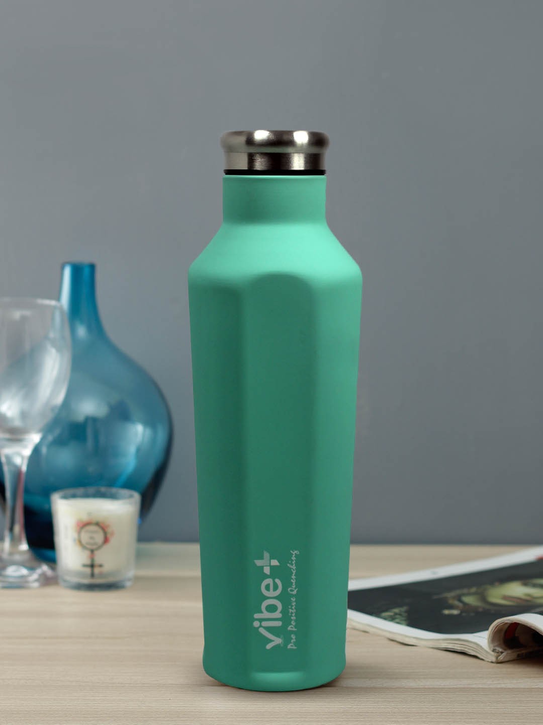 Vibe Plus Unisex Turquoise Blue Double Wall Stainless Steel Water Bottle 500 ml, Green