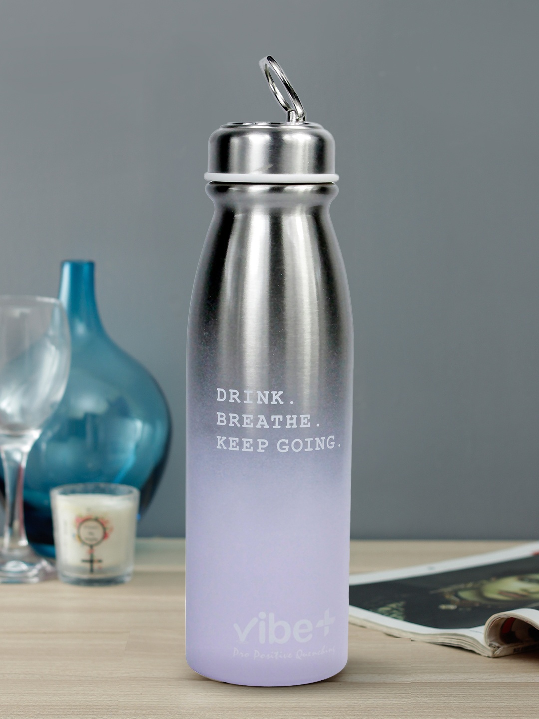 

Vibe Plus Unisex Purple & Gun-Metal Toned Double Wall Stainless Steel Water Bottle 440ml
