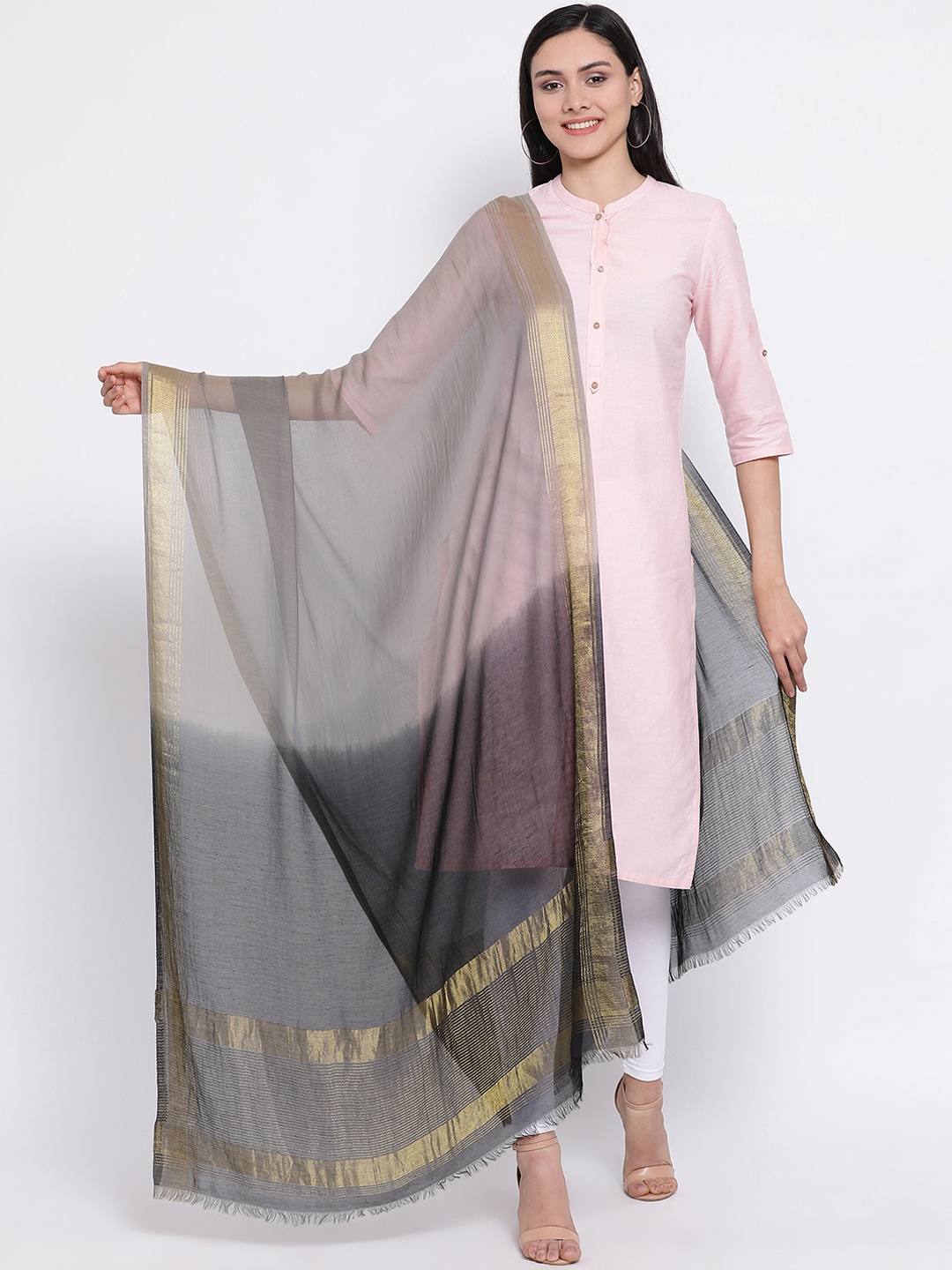 

SHINGORA Grey Dyed Antimicrobial Dupatta