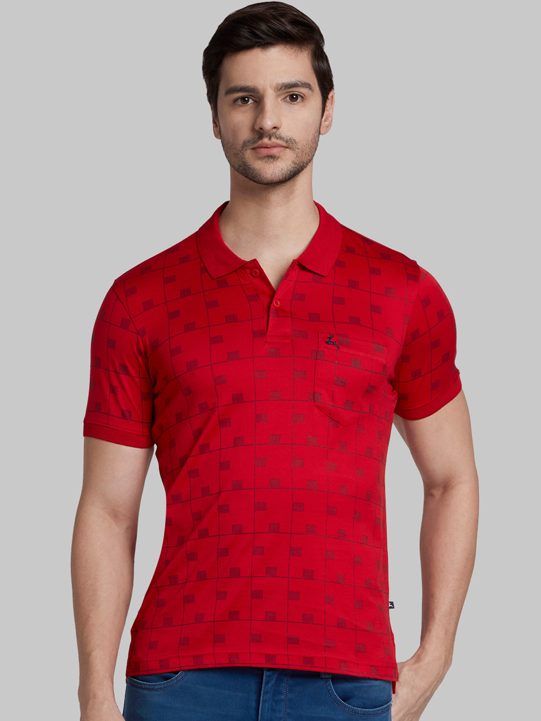 

Parx Men Red Checked Polo Collar T-shirt