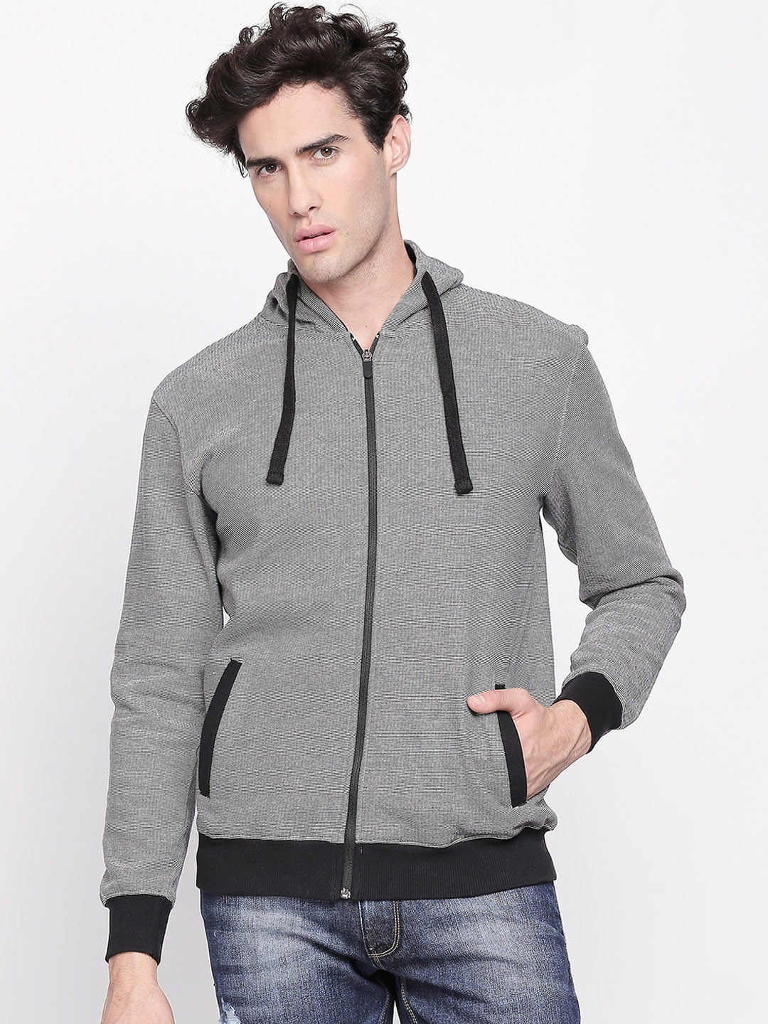

BYFORD by Pantaloons Men Black Solid Hooded Sweatshirt