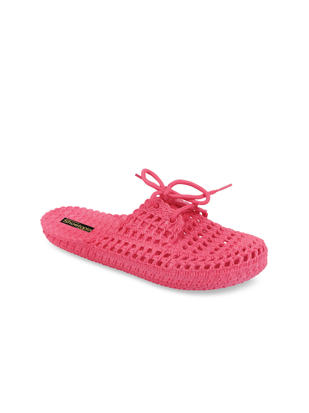 

Shoetopia Women Pink Woven Design Mules