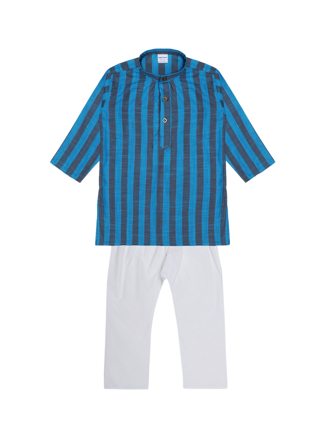 

Superminis Boys Blue & White Striped Kurta with Pyjamas